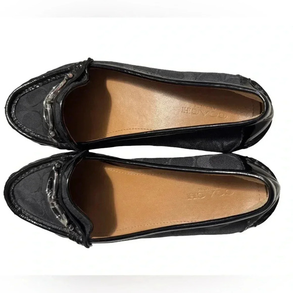 Coach Fortunata driving loafers black leather signature C buckle Size 8 - Picture 4 of 8